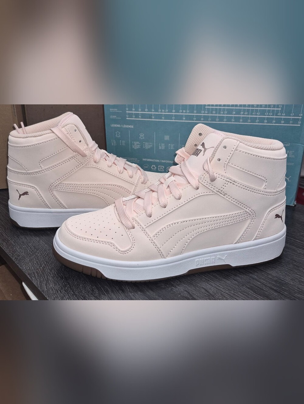 Puma Women's Mid-Top Sneakers in Pale Pink and White